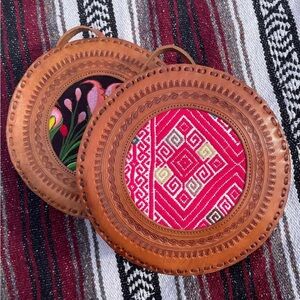 Authentic Mexican Large Round Leather Crossbody Bag